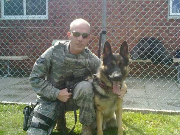 Game Warden Brent Deen when he was training military dogs in England. Photo from his Facebook page.